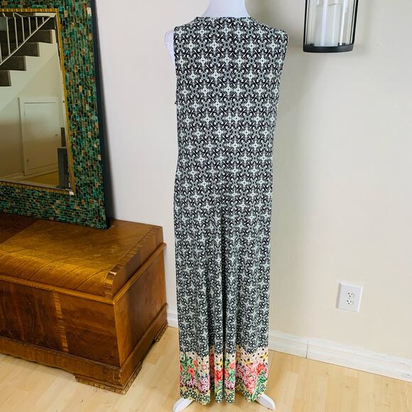 Catherines Plus Size 14 Floral Twisted Front Maxi Dress Sleeveless Stretch - Picture 8 of 10